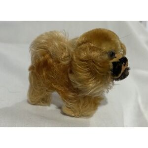 vtg STEIFF PEKY Pekinese dog gold mohair, swivel head, 1960's mini ADORABLE 4"